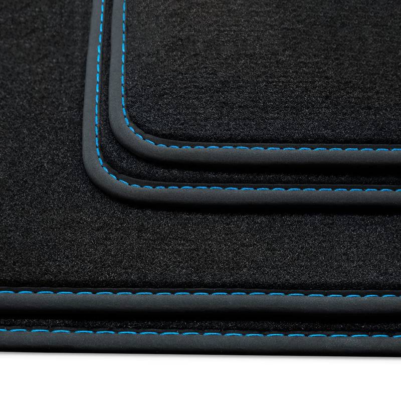 teileplus24 HQ-112 Fußmatten kompatibel mit Seat Leon 4 KL Cupra Leon 2020- Deluxe Velours, Naht:Blau von teileplus24