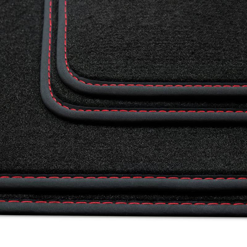 teileplus24 HQ-131 Fußmatten kompatibel mit Audi A1 8X 2010-2018 Deluxe Velours, Naht:Rot von teileplus24