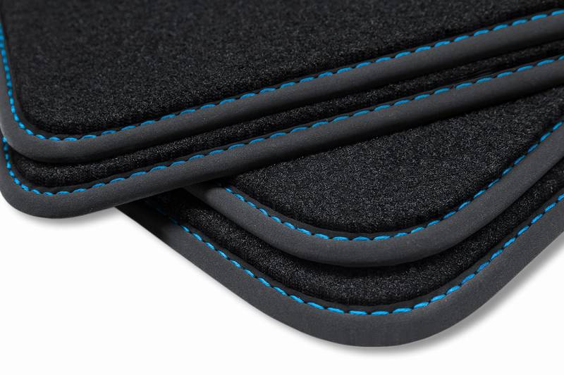 teileplus24 HQ-211 Fußmatten kompatibel mit BMW 1er F20/ F21 2011-2019 Deluxe Velours, Naht:Blau von teileplus24