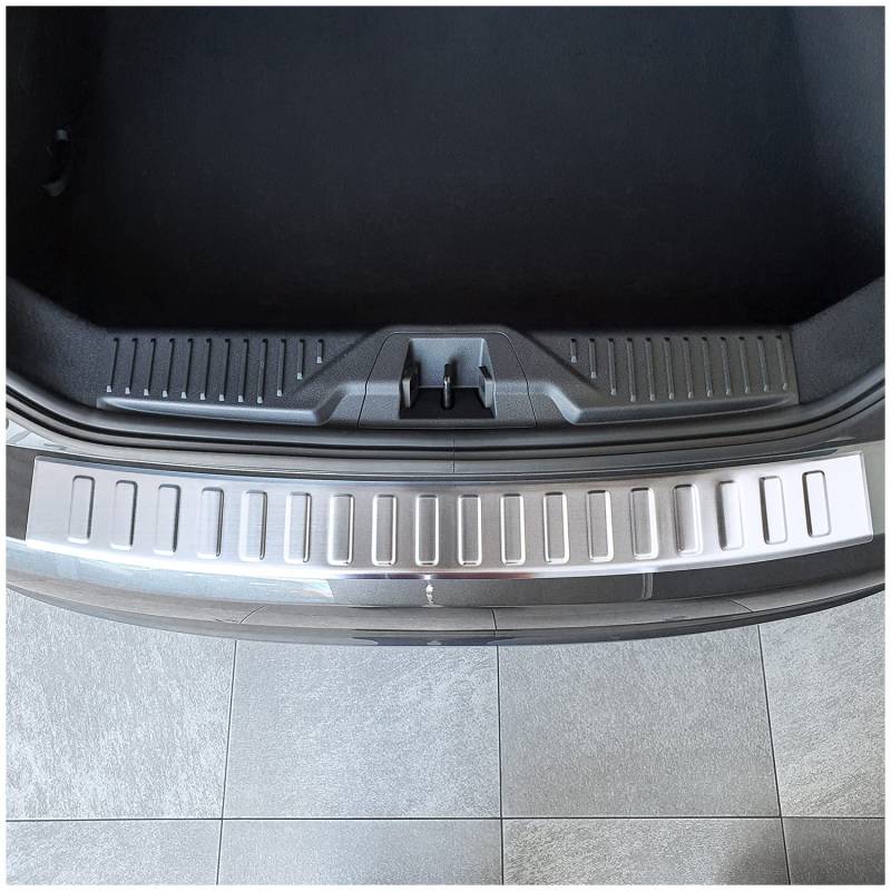 teileplus24 L691 Ladekantenschutz V2A Edelstahl kompatibel mit Ford Fiesta'18 2017-07/2023 Abkantung, Farbe:Silber gebürstet von teileplus24