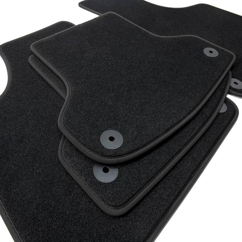 teileplus24 NL-110 Fußmatten kompatibel mit VW Polo 5 6R 6C 2009-2017 Premium Automatten 4-teilig Nubuk, Bandeinfassung:Schwarz von teileplus24