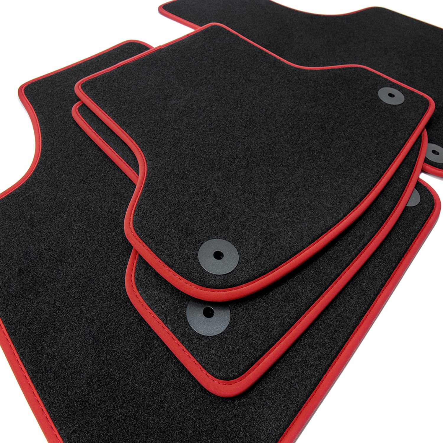 teileplus24 NL-218 Fußmatten kompatibel mit Seat Tarraco Premium Automatten 4-teilig Nubuk, Bandeinfassung:Rot von teileplus24
