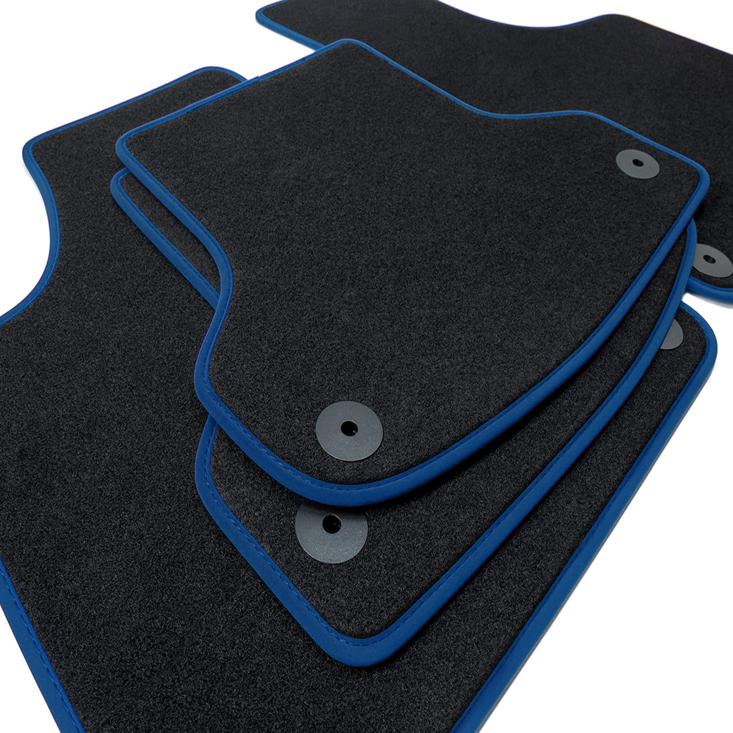 teileplus24 NL-218 Fußmatten kompatibel mit Seat Tarraco Premium Automatten 4-teilig Nubuk, Bandeinfassung:Blau von teileplus24