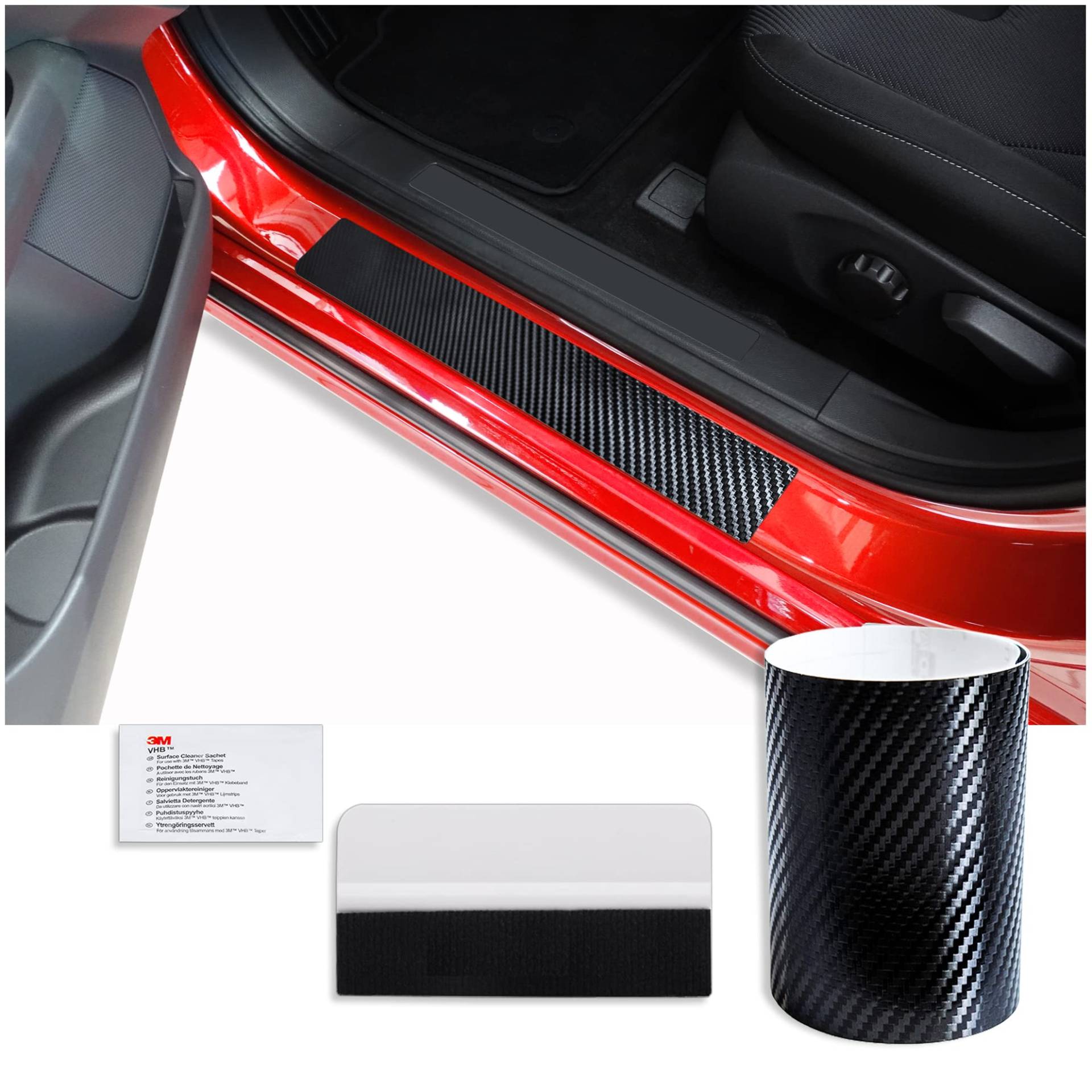 teileplus24 OE409 Einstiegsleisten Schutzfolie für VW Golf Sportsvan 2014-06/2020 Profi-Rakel, Farbe:Carbon-Look von teileplus24