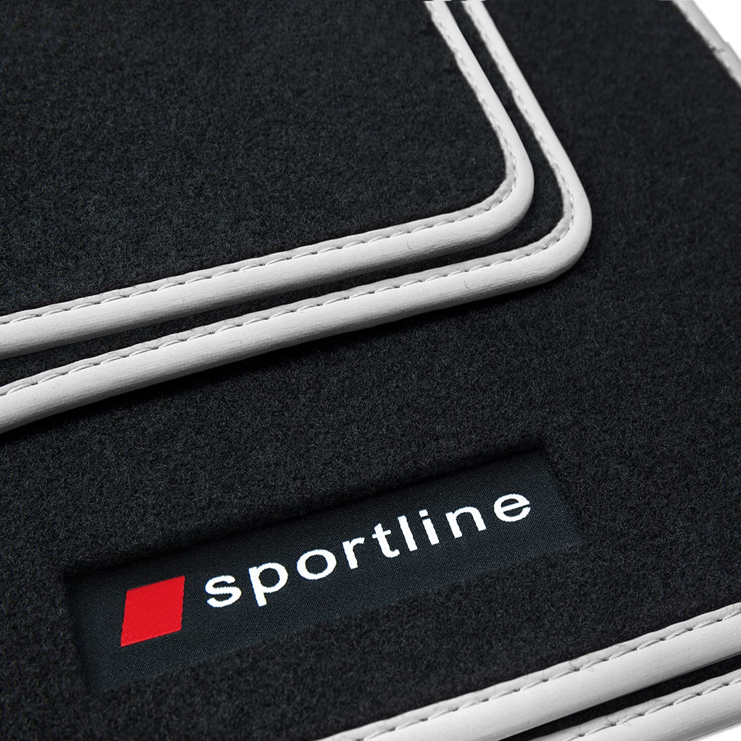 teileplus24 PV100 Fußmatten Gummimatten Sportline Design kompatibel mit Audi A1 8X Sportback Limo 2010-2018, Bandeinfassung:Silber von teileplus24