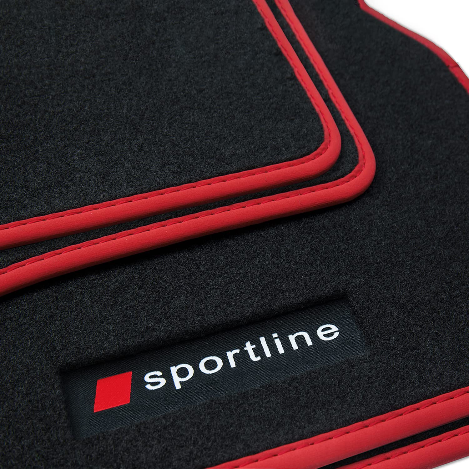 teileplus24 PV211 Fußmatten Gummimatten Sportline Design kompatibel mit Audi A5 F5 Coupé 2016-, Bandeinfassung:Rot von teileplus24