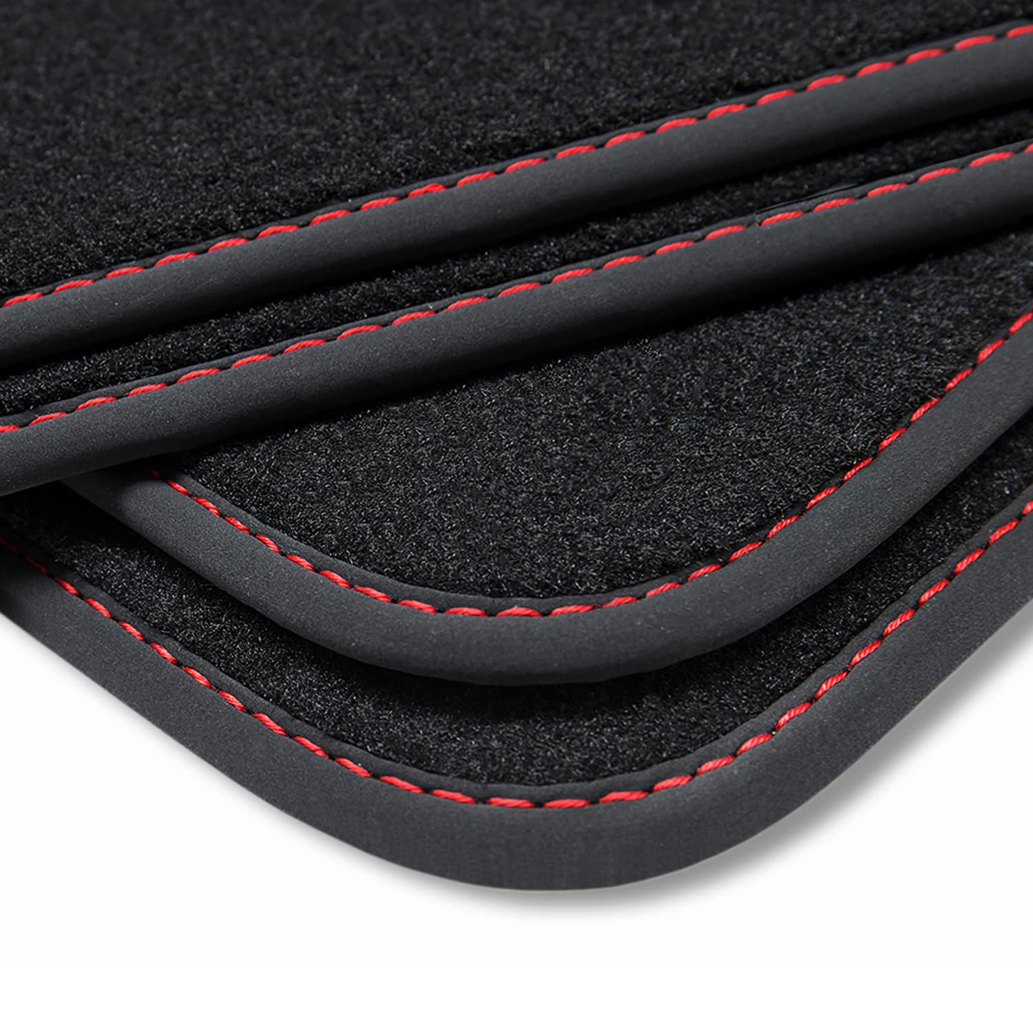 teileplus24 V336 Velours Fußmatten kompatibel mit Seat Ibiza 5 KJ Xcellence 2017- Trittschutz Fahrermatte, Naht:Rot von teileplus24