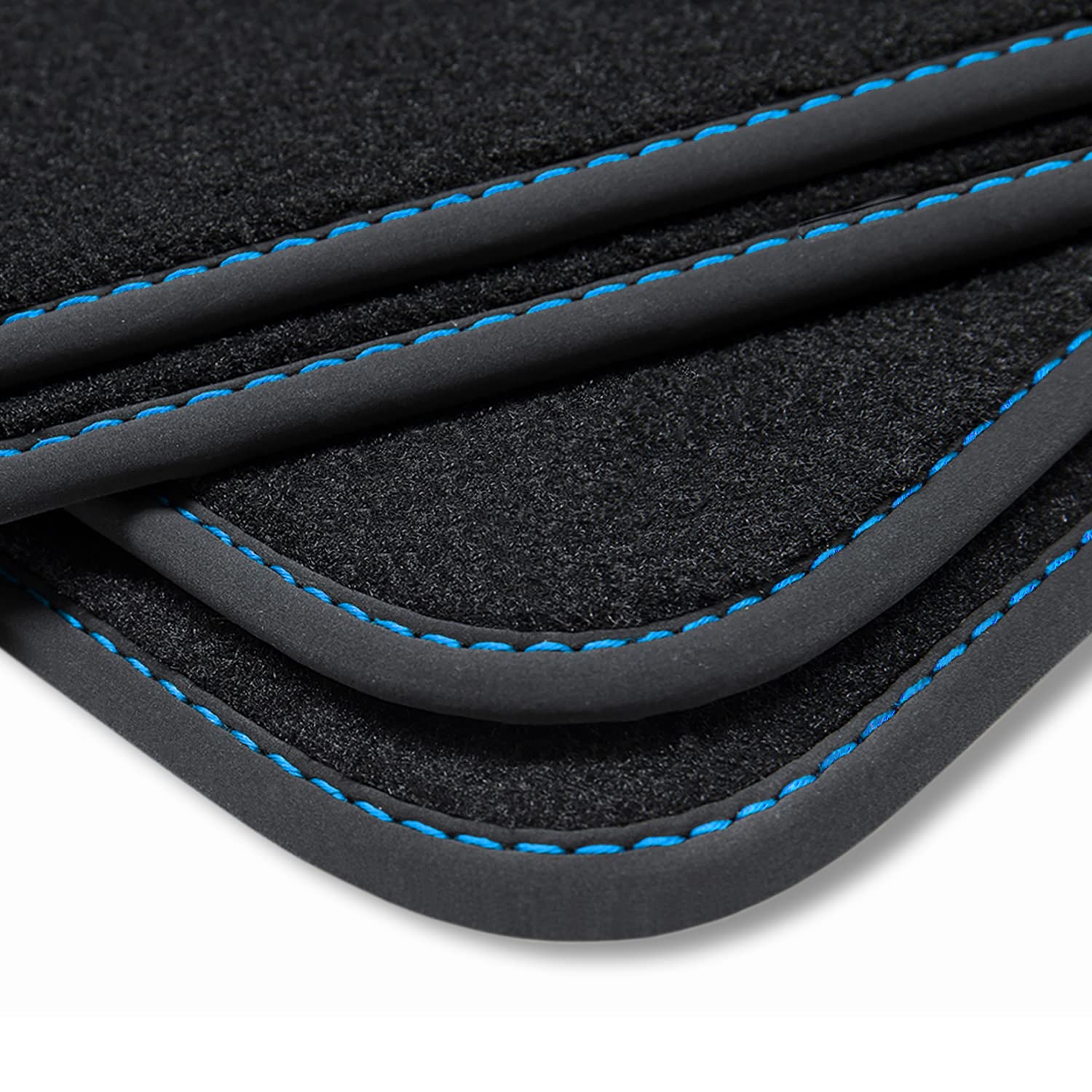 teileplus24 V418 Velours Fußmatten kompatibel mit Hyundai i30 PD 2017- Trittschutz Fahrermatte, Naht:Blau von teileplus24