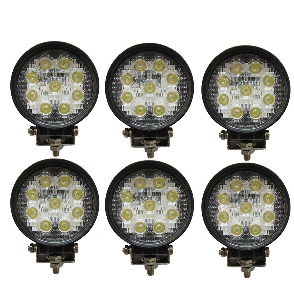 LED-Arbeitsscheinwerfer, 27 W, ca. 10 cm (4,3 Zoll), 2565 lm, für Pkw, Lkw, Boote, Traktoren, Geländewagen, Nutzfahrzeuge, SUV, ATV, UTE, DC 12V 24V 6 Pezzo von tempo di saldi