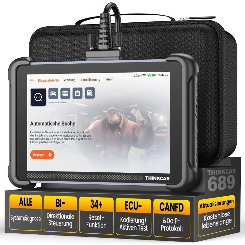 Auto Diagnosegerät, ThinkScan TK689 OBD2 Diagnosegerät Mit 34 Servicefunktionen + Volle Systemdiagnose, Auslesegerät Auto Für Aktives Testen/ECU-Codierung von thinkcar