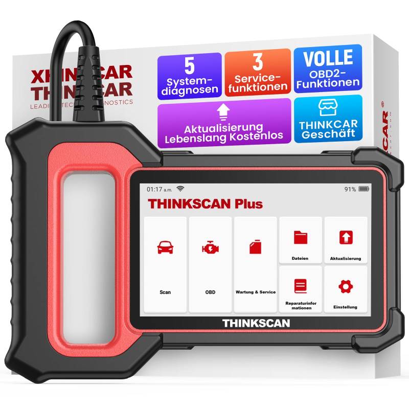 Diagnosegerät Auto, ThinkScan Plus S4 OBD2 Diagnosegerät Mit AutoVIN, 2024 Auto Auslesegerät Mit 5 Systemdiagnosen (ECM/ABS/SRS/BCM/TCM)+3 Servicefunktionen -Lebenslang Kostenlos Upgrade von thinkcar