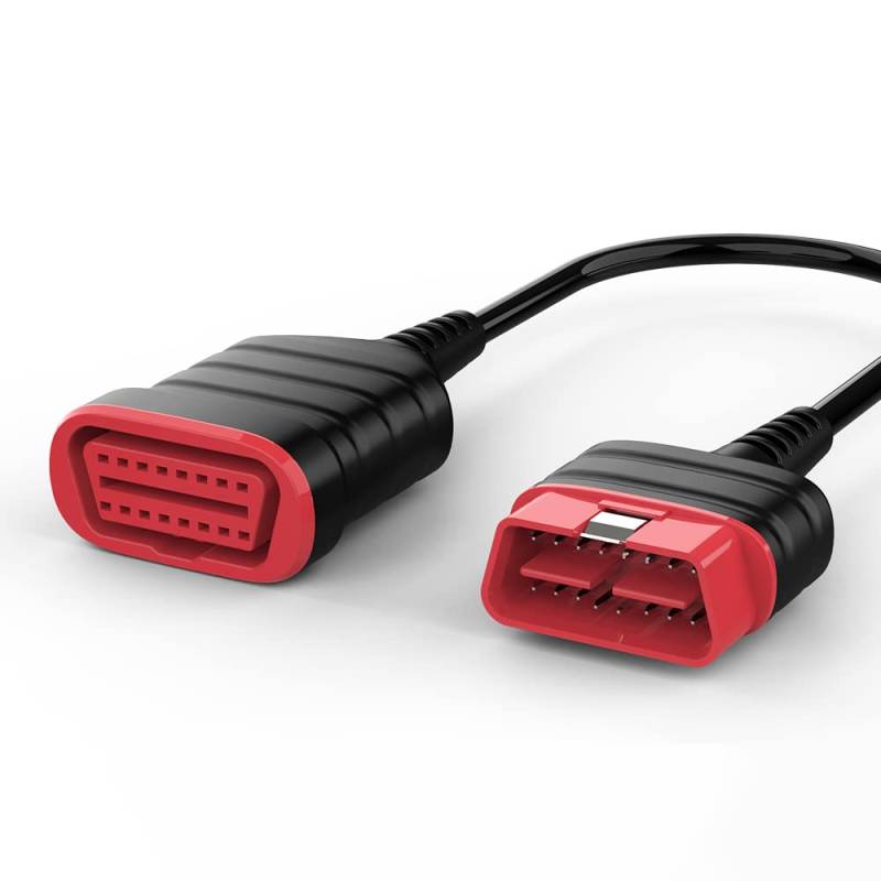 thinkcar OBD-II OBD-II-Verlängerungskabel Ultra Low Profile – Flaches 16-poliges Durchgangskabel für OBD-II-Scanner Bluetooth WiFi USB OBD-II-Codeleser ECU – 0,6 m / 23,6 '' / 2 Fuß Rot von thinkcar