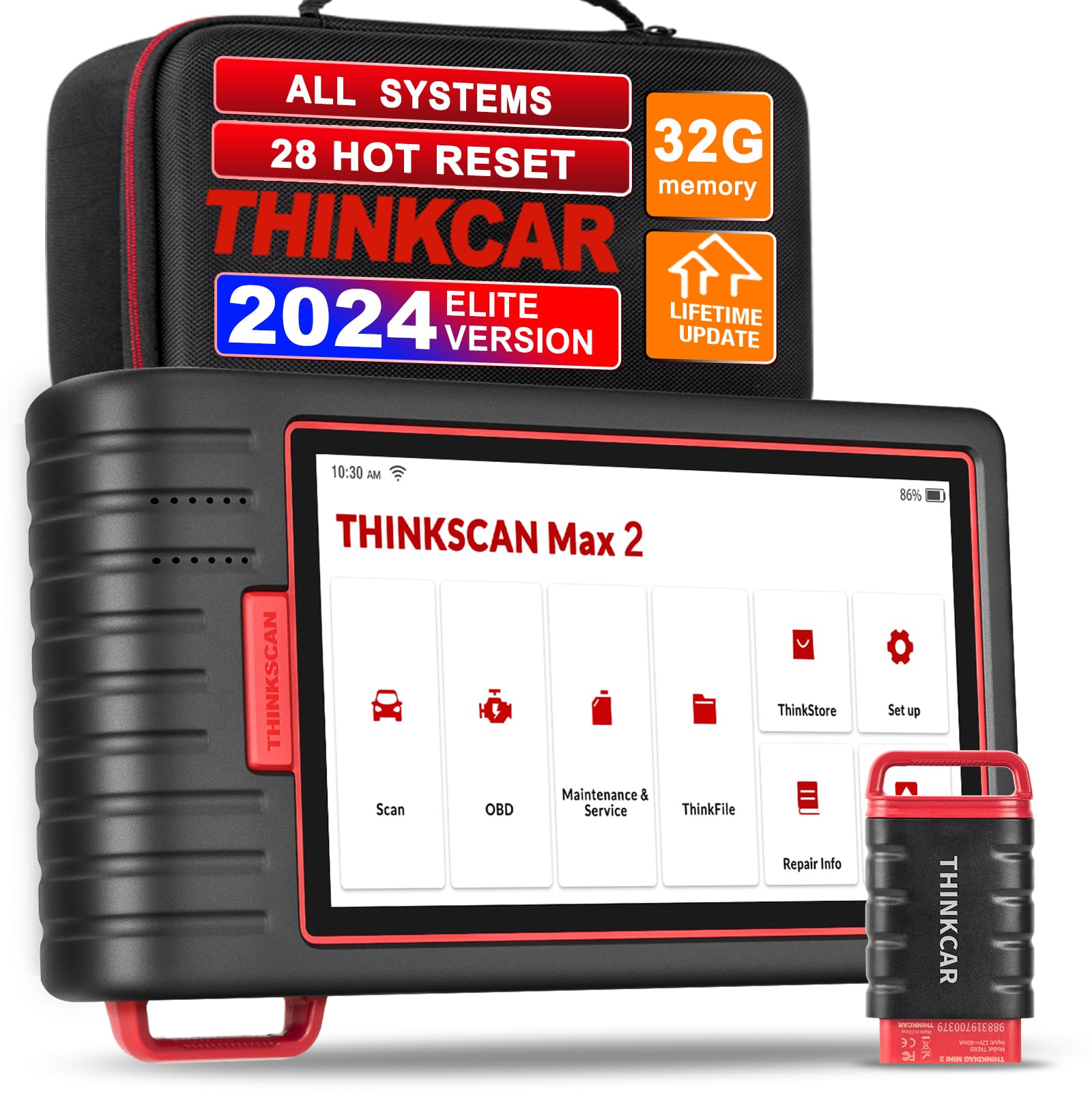 Thinkcar Thinkscan MAX2 Obd2 Diagnosegerät Für Alle Fahrzeuge,Alle Systemdiagnosen Obd2 Diagnosegerät Bluetooth Mit 28 Zurücksetzen,Öl,DPF,IMMO,Kostenloses Software-Update,Kabellose Verbindung. von thinkcar