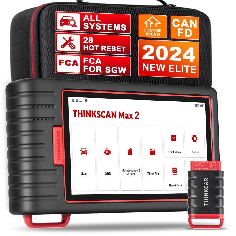 Thinkcar Thinkscan MAX2 Obd2 Diagnosegerät Für Alle Fahrzeuge,Alle Systemdiagnosen Obd2 Diagnosegerät Bluetooth Mit 28 Zurücksetzen,Öl,DPF,IMMO,Kostenloses Software-Update,Kabellose Verbindung. von thinkcar