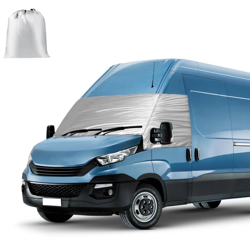Frontscheibe Wrap Cover Ersatz für Iveco Daily 2014-2025, Auto Windschutzscheiben Abdeckung, 600D Luxus Sonnenschutz Wasserdichtes Schnee-Eisschutz, Staubschutz, Silber von tivekeo