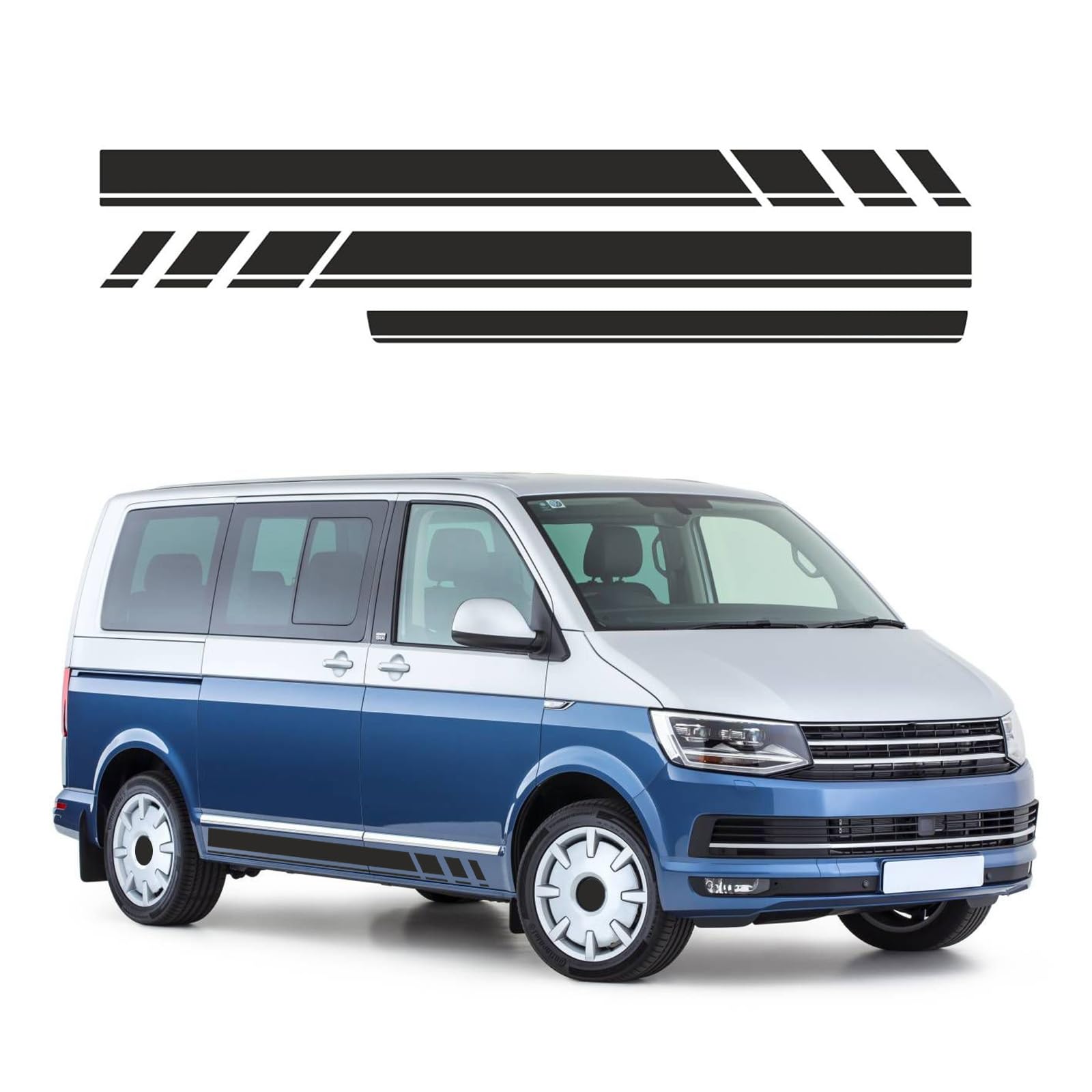 Seitenstreifen Ersatz für VW T5 T6 T6.1 California 2003-2024, 2xSeitenaufkleber + 1xHeckklappenaufkleber, Seitenstreifen Aufkleber Transporter, Schwarz Seitenstreifen Ersatz für VW T5 T6 T6.1 California 2003-2024, 2xSeitenaufkleber + 1xHeckklappenaufkleber, Seitenstreifen Aufkleber Transporter, Schwarz von tivekeo