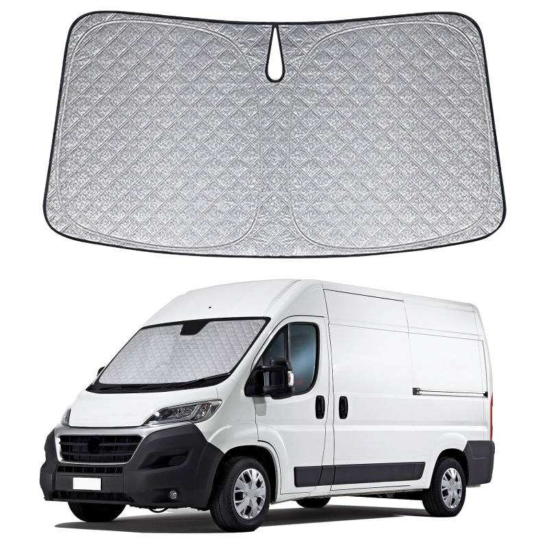 Sonnenschutz Auto Frontscheibe Ersatz für FIAT Ducato 2006-2025, Auto Windschutzscheibe Sonnenschutz Innen, Faltbar Sonnenschirm Auto UV Schutz Reflektierender Staub Schutz Sonnenschutzfolie von tivekeo