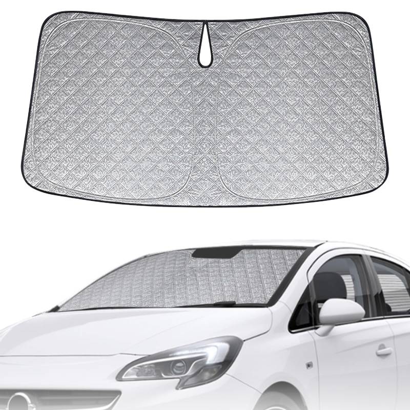 Sonnenschutz Auto Frontscheibe Ersatz für Opel Corsa E 2014-2019, Auto Windschutzscheibe Sonnenschutz Innen, Faltbar Sonnenschirm Auto UV Schutz Reflektierender Staub Schutz Sonnenschutzfolie von tivekeo