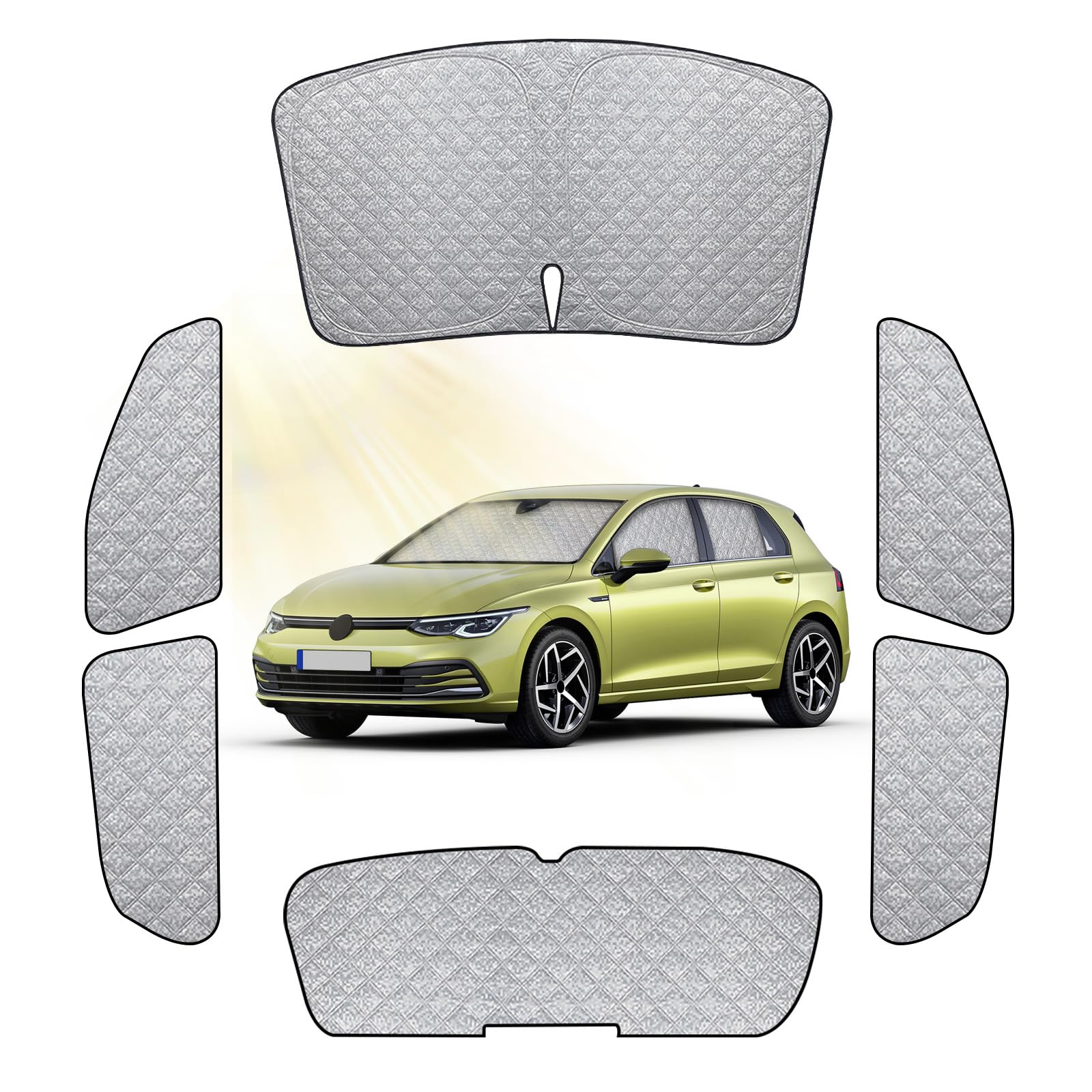 Sonnenschutz Auto Frontscheibe Ersatz für VW Golf MK8 2020-2025, 6 Teilige Luxus Technology Thermomatte, Aluminiumfolie Faltbar Sonnenblende, Verdickt Sonnenschutz Frontscheibe Abdeckung Sonnenschutz Auto Frontscheibe Ersatz für VW Golf MK8 2020-2025, 6 Teilige Luxus Technology Thermomatte, Aluminiumfolie Faltbar Sonnenblende, Verdickt Sonnenschutz Frontscheibe Abdeckung von tivekeo