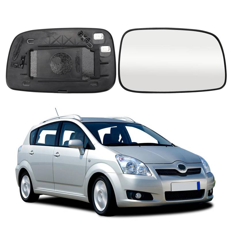 Spiegelglas Ersatz für Toyota Corolla Verso 2004-2009, Beheizt Spiegelglas Außenspiegel Glas Asphärisch Verstellbar Geeignet, Umkehrlinse Rückfahrglas Spiegel (Rechts) von tivekeo