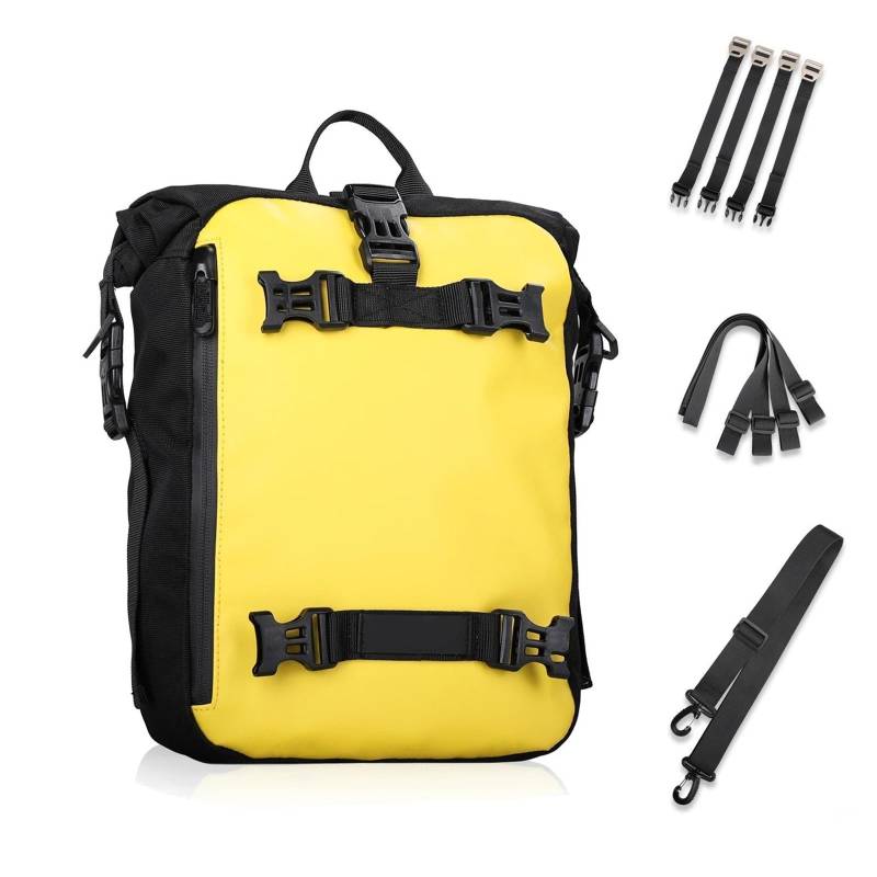 Motorradtasche Motorrad-Rücksitztasche 10L/20L/30L Multifunktions-Hecktasche wasserdichte Offroad-Motorrad-Gepäcktasche Mit Regenschutz Motorrad Gepäckträgertaschen(10L Yellow) von tnbru