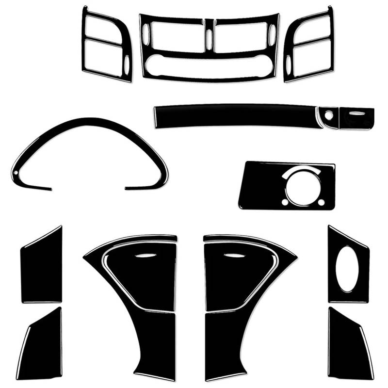 Zentrale Bedienfeld-Abdeckung Für Benz Für E-Klasse W211 2003-2009 Klavierlack Schwarz Zentralsteuerung Klimaanlage Steckdose Scheinwerfer Schalter Panel Trim Aufkleber Trim Aufkleber Innen Zubehör(RH von tnbru