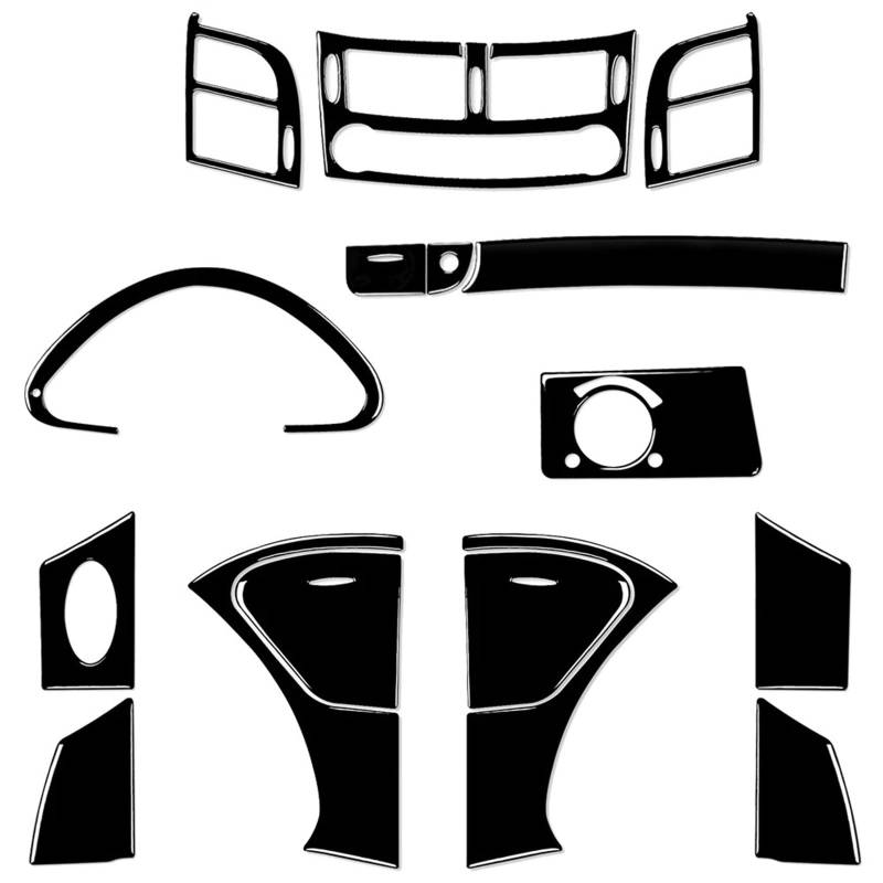 Zentrale Bedienfeld-Abdeckung Für Benz Für E-Klasse W211 2003-2009 Klavierlack Schwarz Zentralsteuerung Klimaanlage Steckdose Scheinwerfer Schalter Panel Trim Aufkleber Trim Aufkleber Innen Zubehör(LH von tnbru
