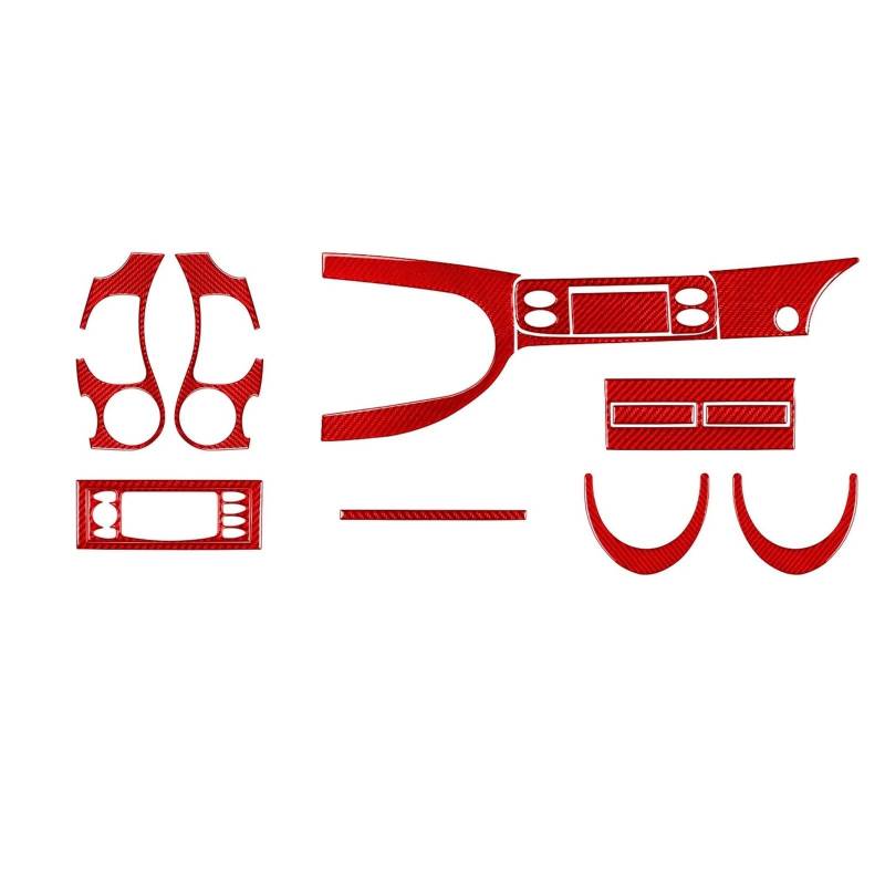 Zentrale Bedienfeld-Abdeckung Für Boxter 996 1998-2004 Rotes Carbonfaser-Mittelkonsolen-Schalthebel-Luftauslass-Verkleidungsset Autoinnenausstattung Aufkleber Trim Aufkleber Innen Zubehör(15Pcs Red) von tnbru