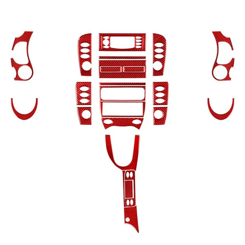 Zentrale Bedienfeld-Abdeckung Für Boxter 996 1998-2004 Rotes Carbonfaser-Mittelkonsolen-Schalthebel-Luftauslass-Verkleidungsset Autoinnenausstattung Aufkleber Trim Aufkleber Innen Zubehör(Red Carbon S von tnbru