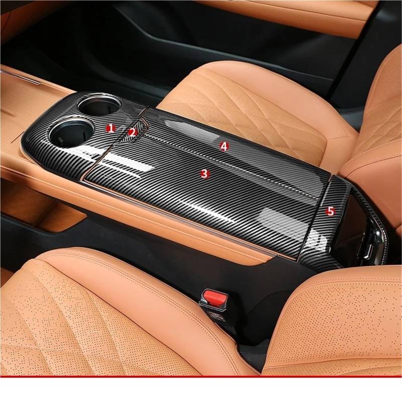 Zentrale Bedienfeld-Abdeckung Für Changan Für Deepal S07 ABS Carbon Fiber Innen Panel Trim Abdeckung Anti-Scratch Armlehne Hinten Luftauslass Lenkrad Aufkleber Trim Aufkleber Innen Zubehör(5PCS) von tnbru