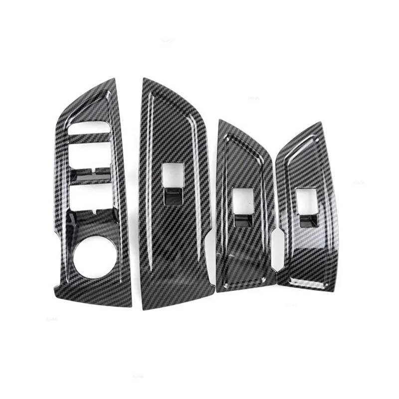 Zentrale Bedienfeld-Abdeckung Für Q5 FY 2018 2019 2020 2021 Autotür Armlehne Fensterheber Schalter Rahmenabdeckung Verkleidung Carbon Textur Innenzubehör LHD Trim Aufkleber Innen Zubehör von tnbru