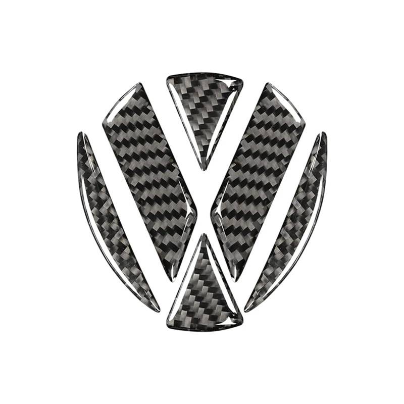 Zentrale Bedienfeld-Abdeckung Für VW Für Golf 7 Für GTI Mk7 2013-2019 Kohlefaser Auto Vorne Und Hinten Logo Dekorative Aufkleber Zierleiste Autozubehör Trim Aufkleber Innen Zubehör(Front Logo) von tnbru