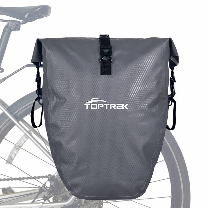 toptrek Fahrradtasche Gepäckträger, Fahrradtaschen für Gepäckträger Wasserdicht mit Schnalle Neuen Generation und Reflektoren, 23-28L Fahrrad Taschen Hinten Gepäckträger, Umhängetasche (1 Pack) von toptrek