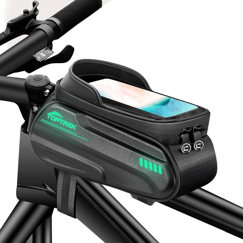 toptrek Fahrradtasche Rahmen Wasserdicht Handytasche Fahrrad Fluoreszierendes Design Rahmentasche Fahrrad mit TPU Touchscreen Fahrradtaschen für Smartphone Unter 6,7 Zoll von toptrek
