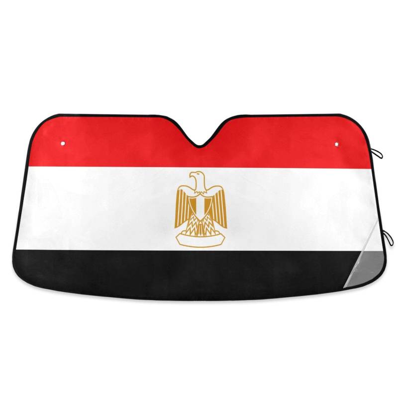 Ägypten-Flagge, ägyptische rote und schwarze Sonnenblende für Auto, Windschutzscheibe, zusammenklappbar, Hitzeschutz, Block, polarisado para carro, Größe 70,1 x 139,7 cm von tplaotee