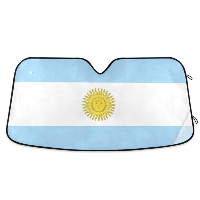 Argentinien-Flagge, hellblaues Visier für Auto-Windschutzscheibe, faltbar, reflektierend, für den Innenbereich, Größe 70,1 x 140,7 cm von tplaotee