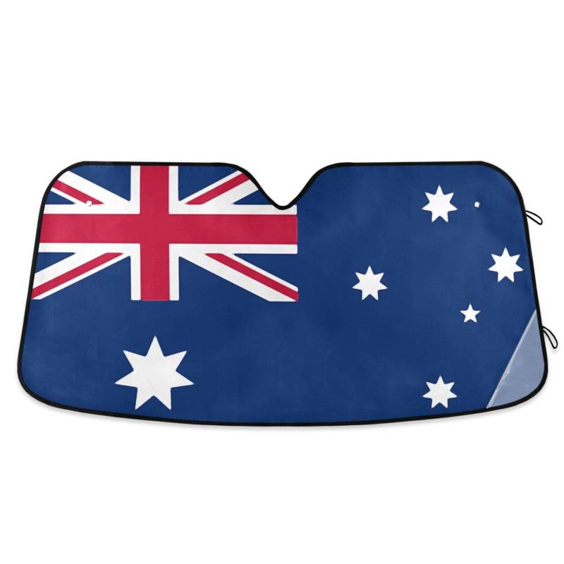 Auto-Sonnenschutz mit australischer Flagge, für Windschutzscheibe, faltbar, Reflektor, Größe 70,1 x 139,7 cm, Blau / Rot von tplaotee