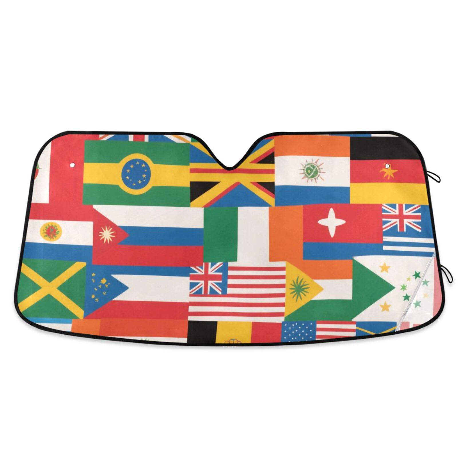 Bunte Cartoon-Nationalflagge, Sonnenschutz, faltbar, Solar-Windschutzscheibe, Tapasolen, Para Carro, Größe 70,1 x 139,7 cm Bunte Cartoon-Nationalflagge, Sonnenschutz, faltbar, Solar-Windschutzscheibe, Tapasolen, Para Carro, Größe 70,1 x 139,7 cm von tplaotee