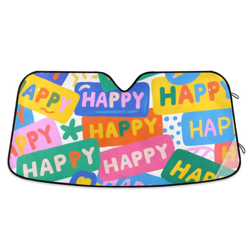 Farbenfroher moderner Sonnenschutz für Auto, Windschutzscheibe, faltbarer Reflektor, Sonnenschirm, Sonnenschirm, Größe 70,1 x 140,7 cm von tplaotee
