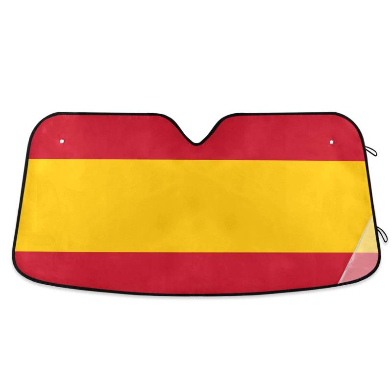 Flagge Spanien Schatten für Auto Windschutzscheibe Faltbarer Sonnenschutz Windschutz Tapa Sol Para Autos, Größe 70,1 x 139,7 cm von tplaotee
