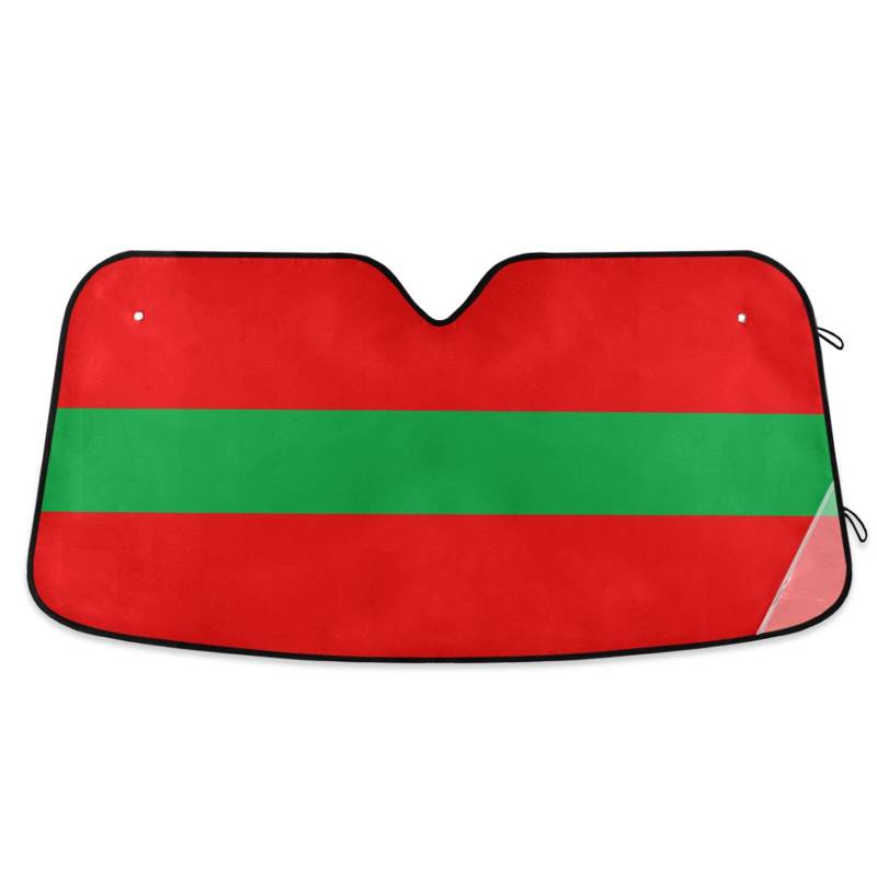Flagge Transnistrien Variant Automotive Innenraum Sonnenschutz Faltbarer Sonnenschutz Vollschutz Windschutzscheibe Zubehör Para Coches Größe 70,1 x 140,7 cm von tplaotee