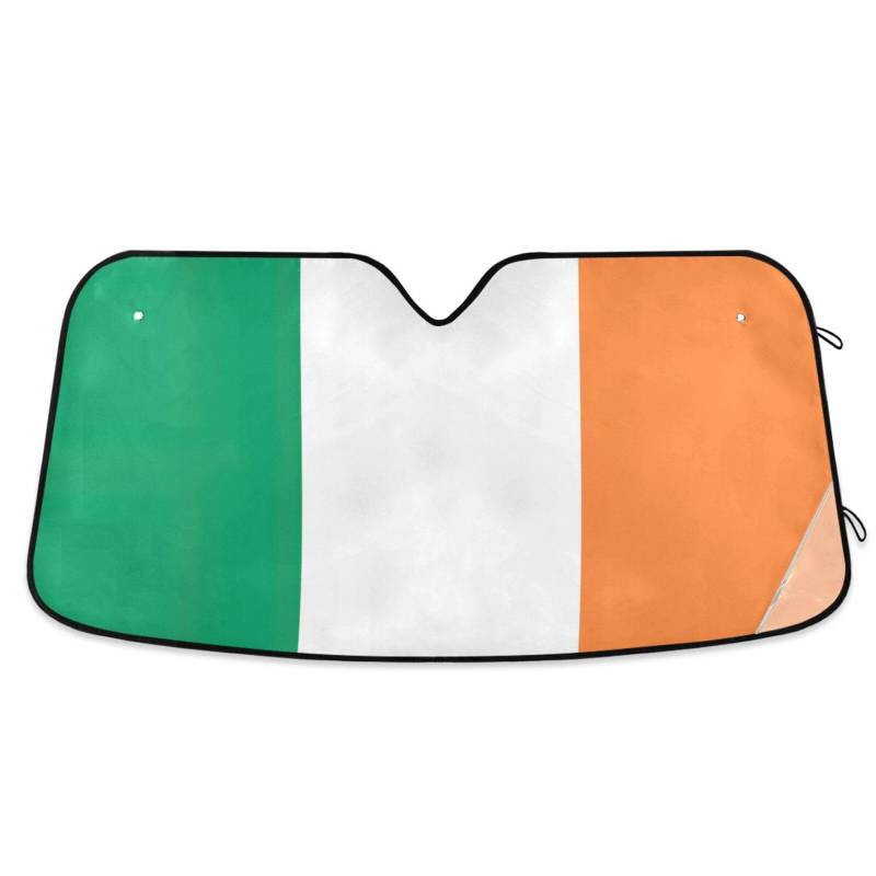 Irland-Flaggenschild für die Windschutzscheibe, faltbar, reflektierend, Sonnenblende, Para el Sol Para Carros, Größe 70,1 x 140,7 cm von tplaotee
