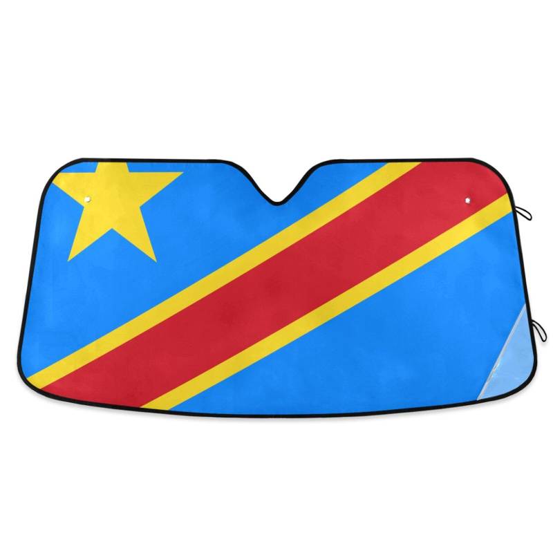 Kinshasa Auto-Sonnenschutz für die Windschutzscheibe der Demokratischen Republik Kongo, faltbar, Sonnenschutz, für Auto, Acesorios Para Coches, Größe 70,1 x 140,7 cm von tplaotee