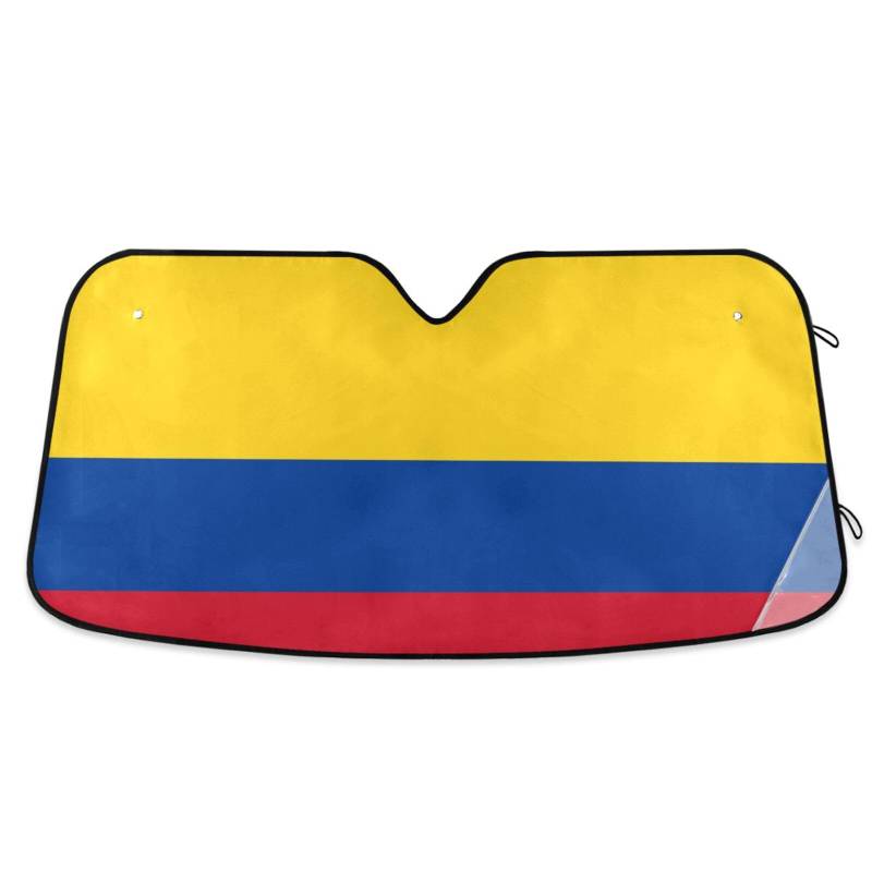 Kolumbien Kolumbien Nationalflaggen Blau Rot Gelb Auto Schatten Frontscheibe Faltbar Reflektierend Sonnenschutz Para Sol de Auto, Größe 70,1 x 140,7 cm von tplaotee