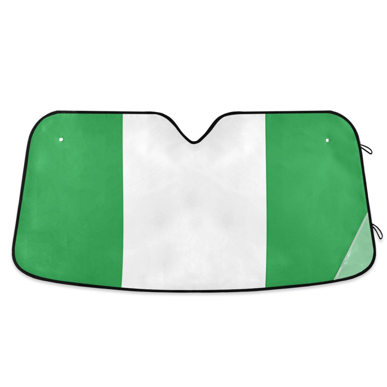 Nigeria-Flagge, grüner Sonnenschutz für Auto, zusammenklappbarer Schutz, Solar-Sonnenblenden, Cubre Sol Para Carro, Größe 70,1 x 139,7 cm Nigeria-Flagge, grüner Sonnenschutz für Auto, zusammenklappbarer Schutz, Solar-Sonnenblenden, Cubre Sol Para Carro, Größe 70,1 x 139,7 cm von tplaotee