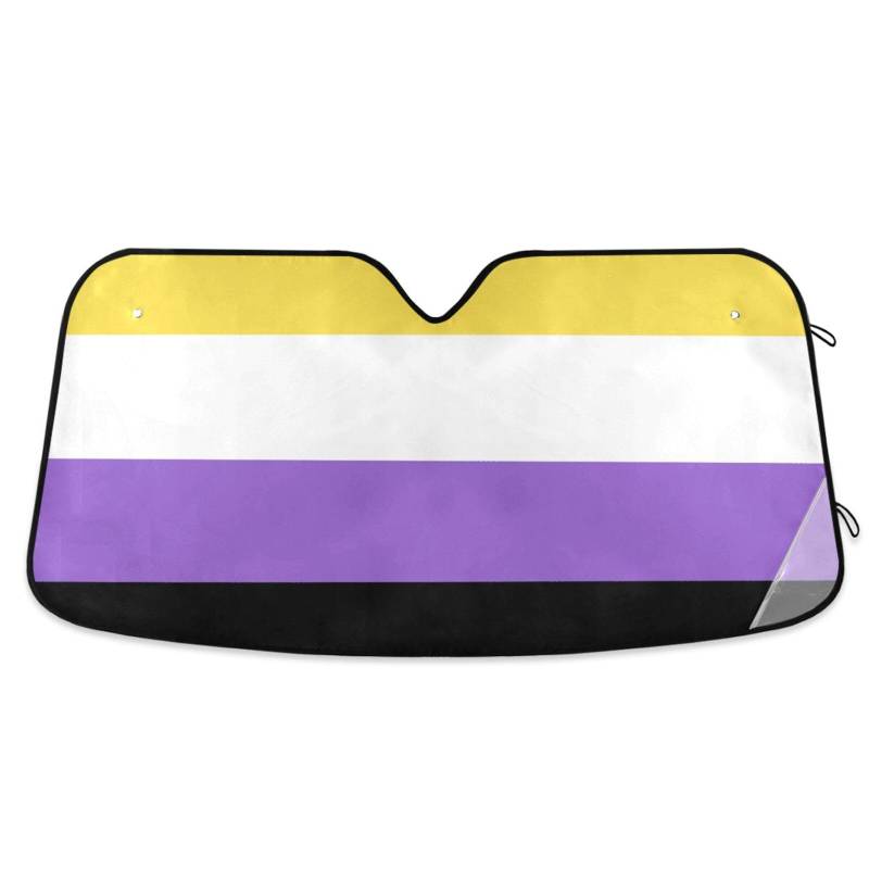 Non-Binary Pride Flag Nb Nonbinary Pride LGBT Sonnenschutz für Windschutzscheibe, faltbar, reflektierend, Sonnenschutz, Windschutz, polarisado para carro, Größe 70,1 x 139,7 cm von tplaotee