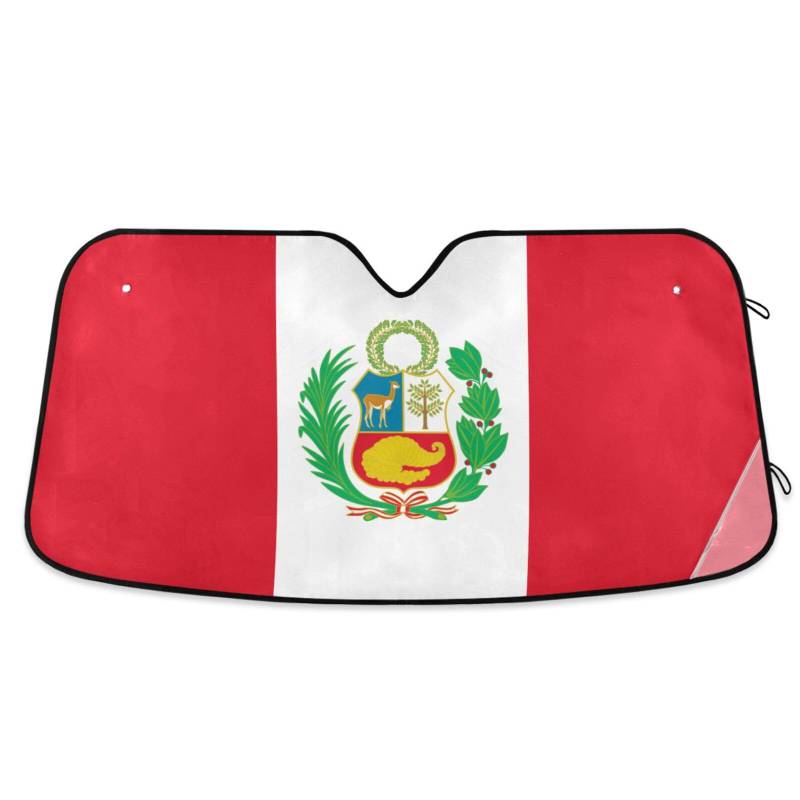 Peru-Sonnenschutz für die Windschutzscheibe, faltbar, UV-Schutz, hält das Auto kühl, Größe 70,1 x 139,7 cm von tplaotee
