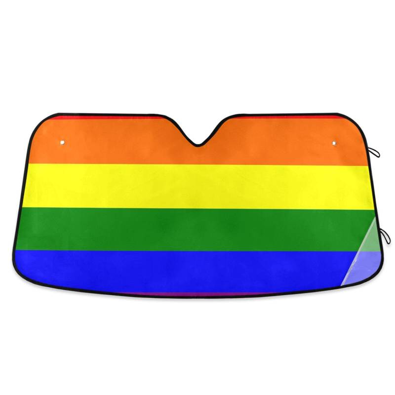 Rainbow Pride Flagge, Gay LGBT Pride Month Sonnenschutz für Auto, zusammenklappbarer Hitzeschutz, wie im Fernsehen gesehen, Tapasoles Para Carro, Größe 70,1 x 140,7 cm von tplaotee
