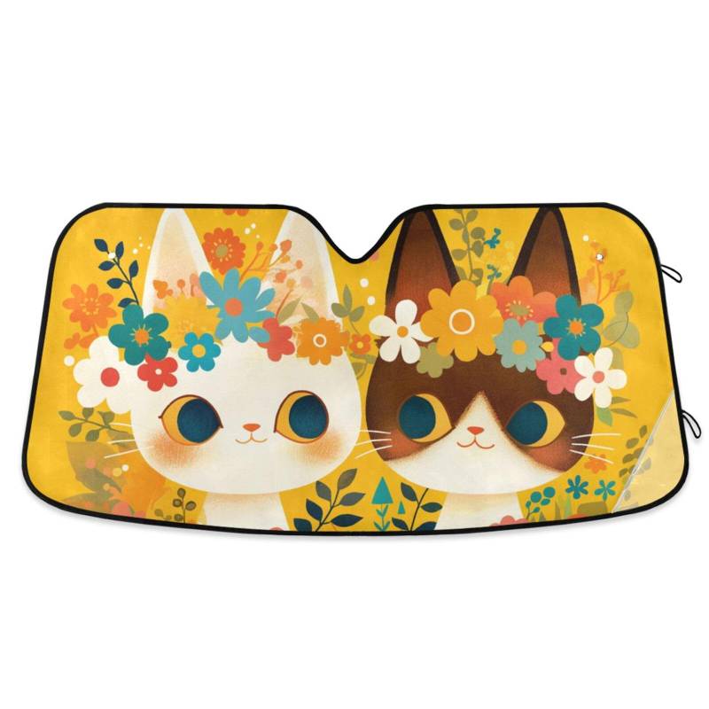 Unverwechselbare niedliche Blumen Vintage Sonnenschutz Abdeckung Faltbarer Sonnenschutz Autos Tapa Sol Para Autos, Größe 70,1 x 139,7 cm von tplaotee