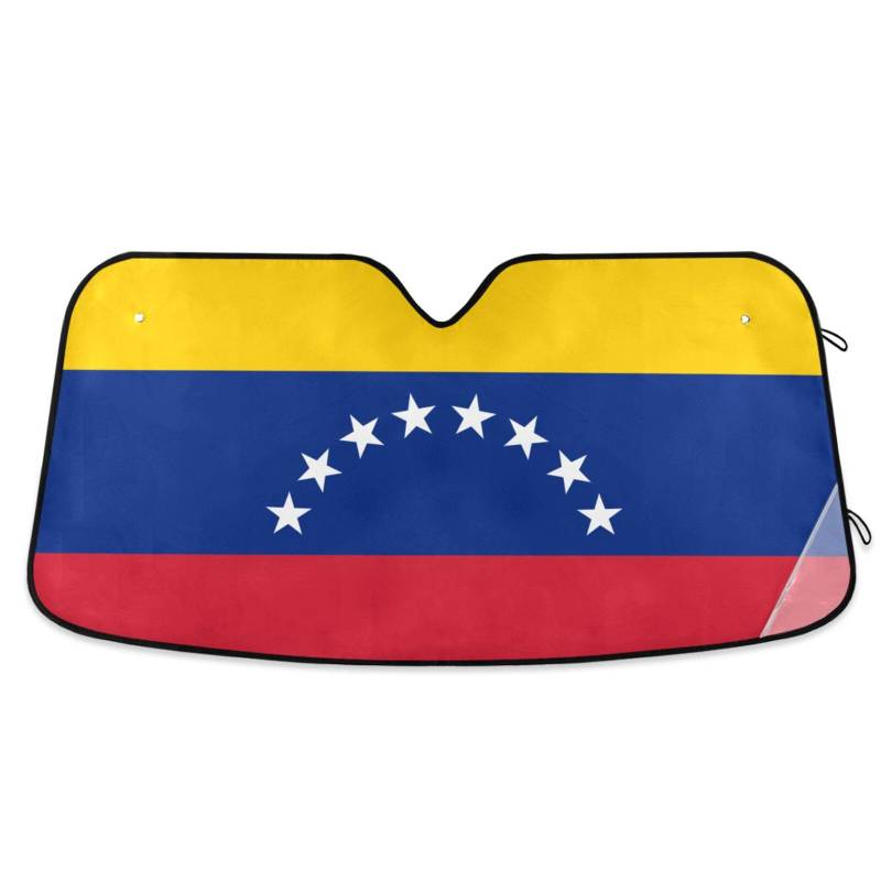 Venezuela-Auto-Sonnenschutz, faltbar, reflektierend, vollständiger Schutz, Windschutzscheibe, Größe 70,1 x 139,7 cm von tplaotee